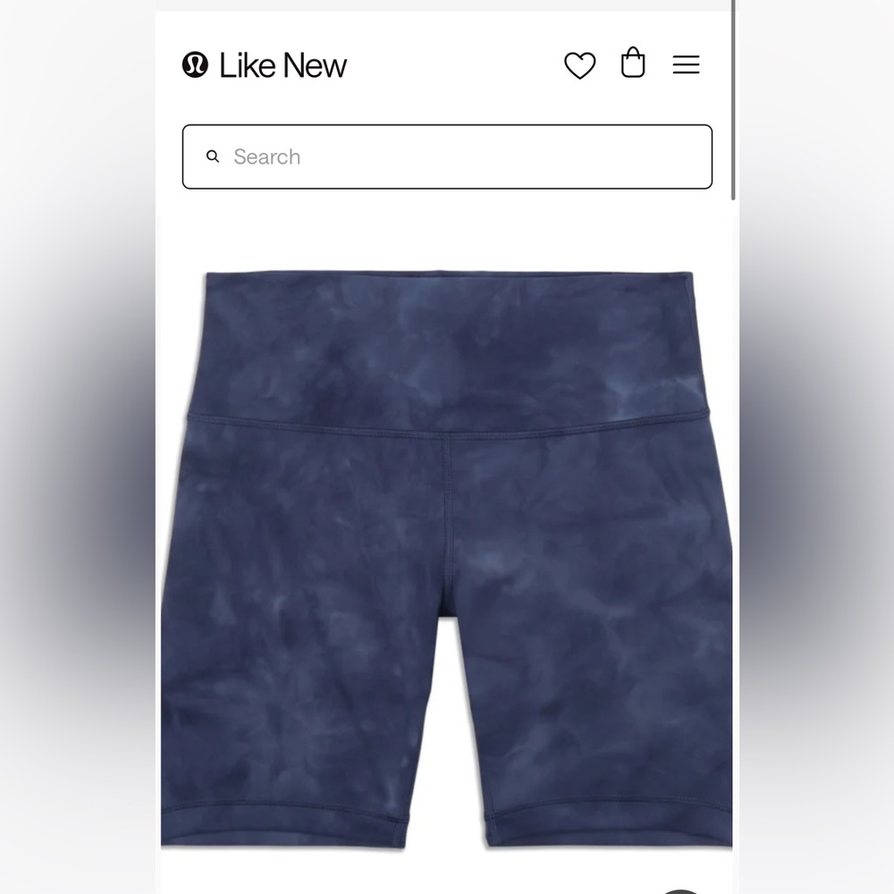 Lululemon Wunder Train High-Rise Short 6” (Biker Short) in Navy Tie Dye